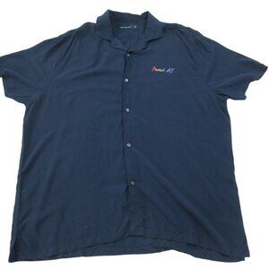 Abercrombie & Fitch Pride Shirt Mens 2XL‎ Navy Embroidered Collared Button Down